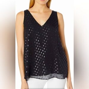 NWOT Lilly Pulitzer Florin silk black sleeveless V neck tank sz L